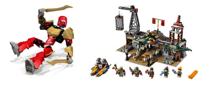 Модель серии LEGO BIONICLE 2007 года и один из наборов серии LEGENDS OF CHIMA 2014 года