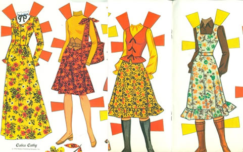 Одежды для бумажной куклы Calico Cathy компании «Уитмен энд Голден», 1976 год