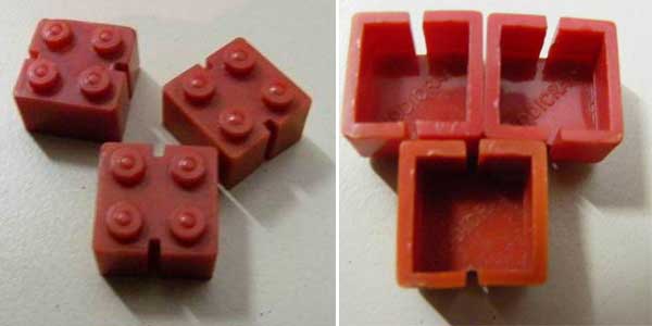 Пластмассовые кирпичики Self-locking Bricks Хилари Пэйджа, выпущенные компанией Kiddicraft в 1947 году