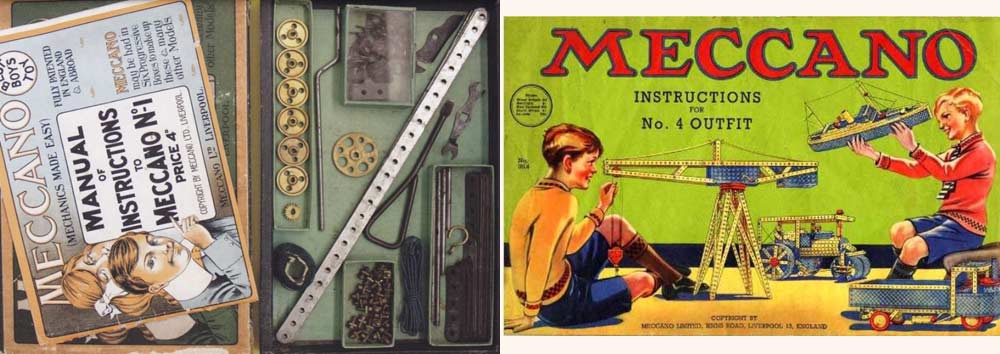 Металлические коробки с наборами Меккано MME 1920 года