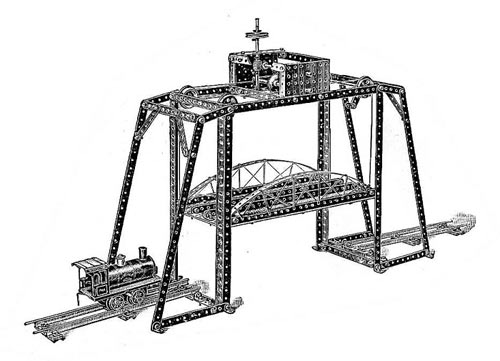 Схема подъёмного моста из набора  Meccano 1912 года
