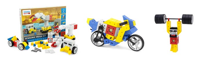 Коробка с набором и модели  Tinkerbots Sensoric Mega